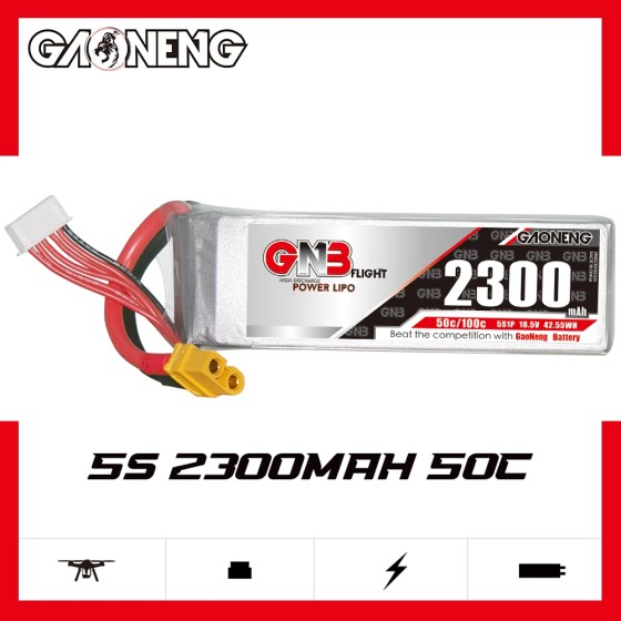 GNB GAONENG 5S 2300mah 18.5V 50C 100C XT60 RC LiPo Battery Drone Blade Scimitar LRX Quad Align RC Plane Free Wing  EDF Jet